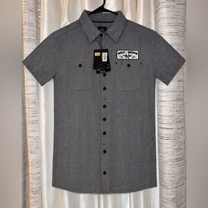 Harley-Davidson Men’s Short Sleeve Pinstripe Shirt in Gray and Black